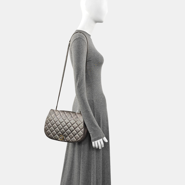 Quilted Grained Calfskin Silver