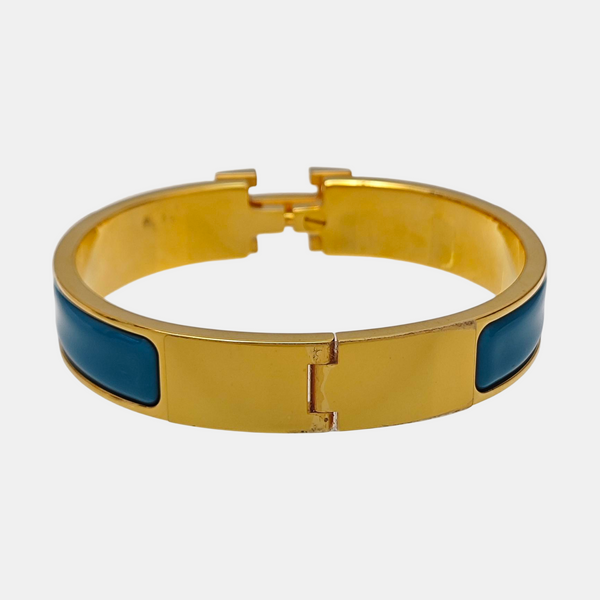 Clic H Metal Blue Bangle