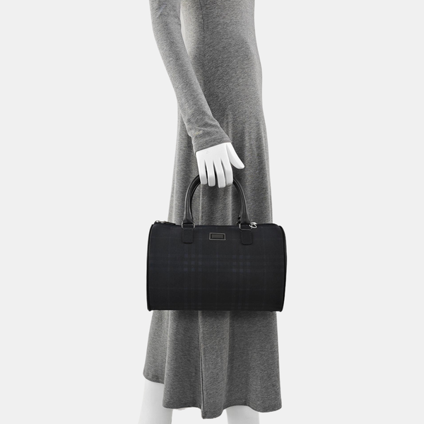 Coated Canvas Top Handle Bag Black