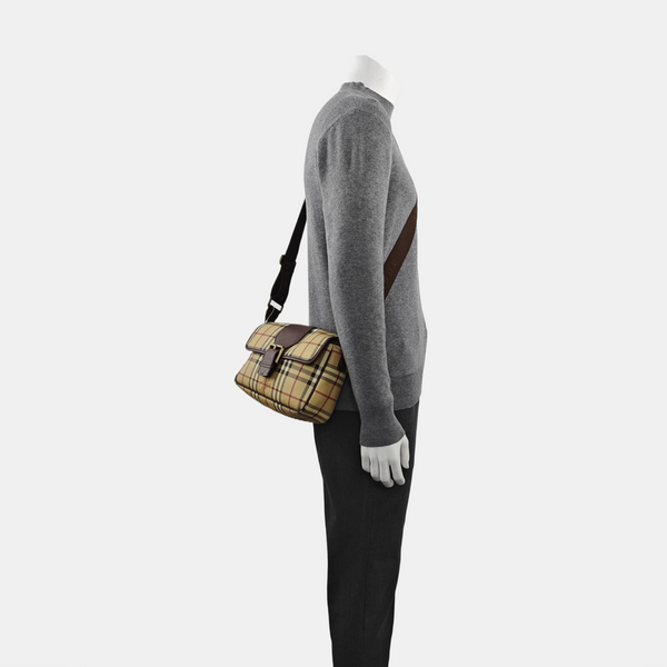 Coated Canvas Shoulder Bag Beige