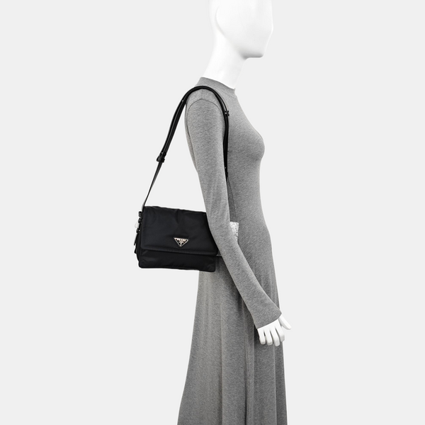Nylon Shoulder Bag Small Black