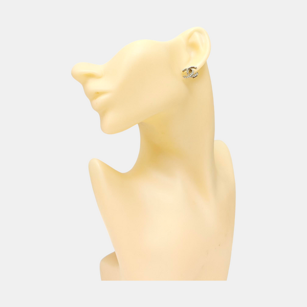 CC Logo Metal Gold Stud Earrings