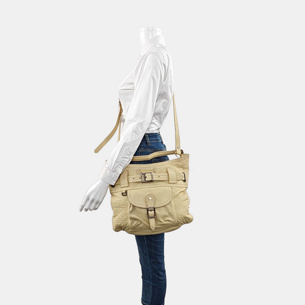 Calfskin Shoulder Bag Beige