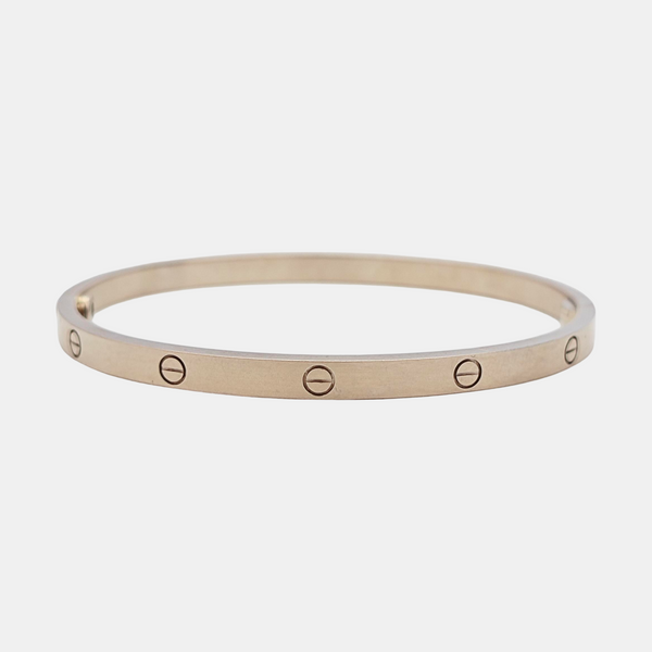 LOVE 18k White Gold Silver Bangle