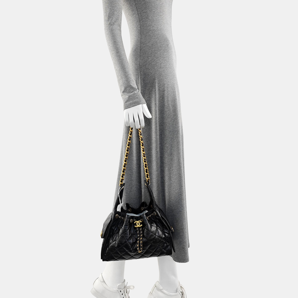 CHANEL 25 Small Quilted Calfskin Black