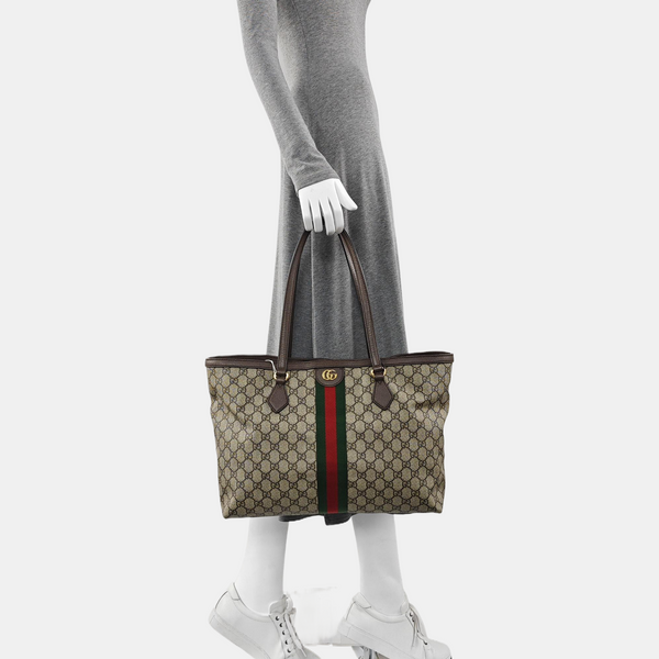 Authenticated pre-owned Ophidia Medium Monogram Coated Canvas Beige - Tote Bag at Looply