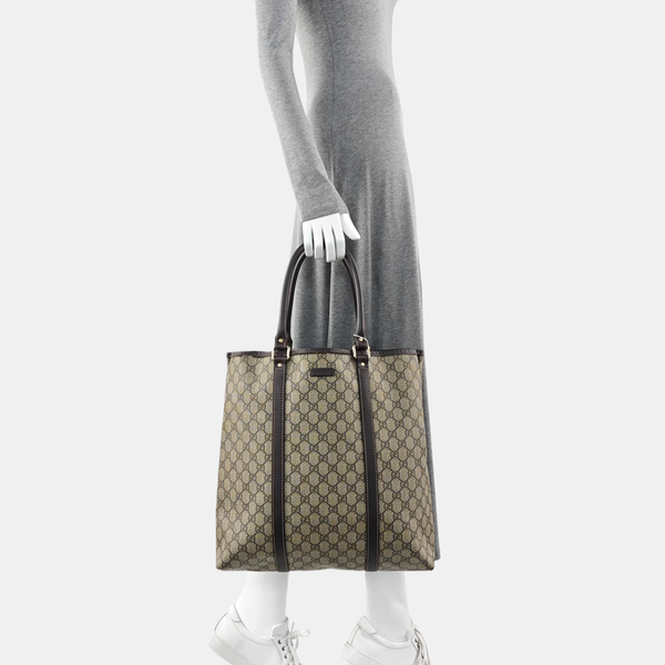 Monogram Coated Canvas Tote Bag Beige