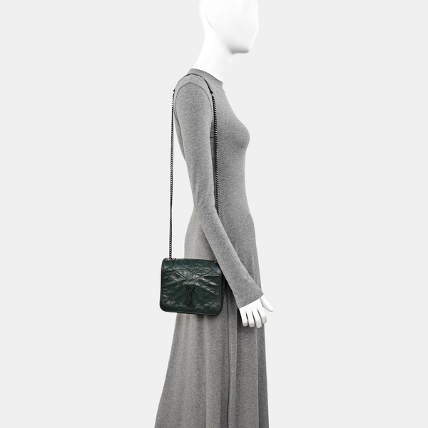 NIKI Mini Chevron Calfskin Green