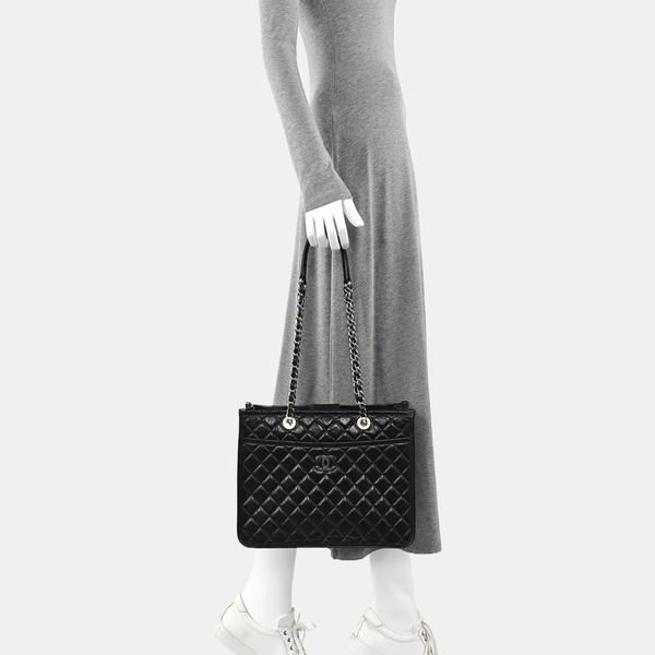 Quilted Calfskin Shoulder Bag Black