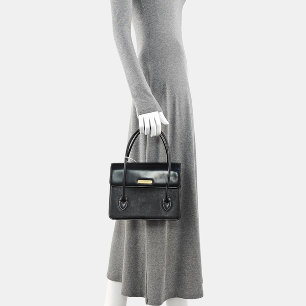 Calfskin Top Handle Bag Black