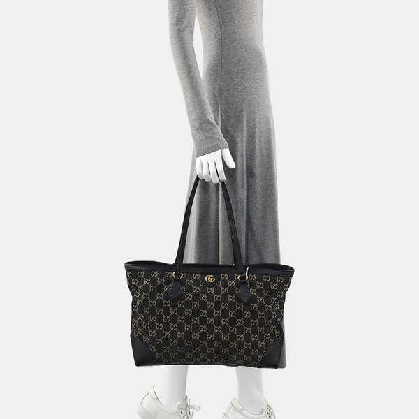 Ophidia Medium Monogram Denim Black