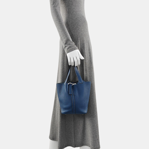 Authenticated pre-owned Picotin 18 Clemence Blue - Bucket Bag at Looply