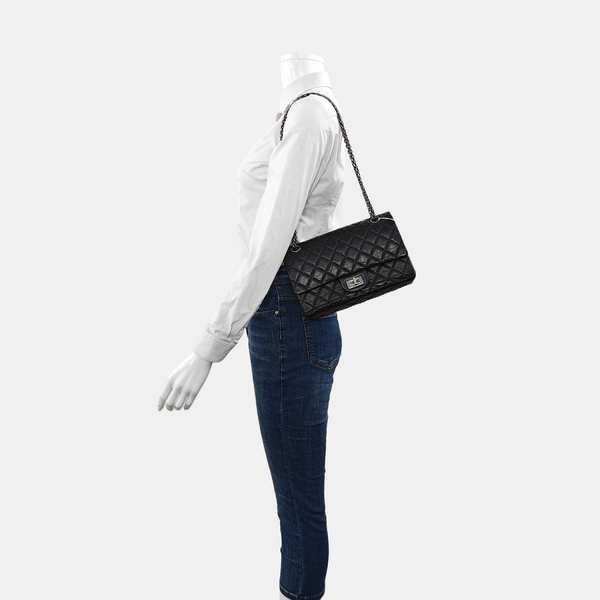 2.55 225 (small) Quilted Calfskin Black