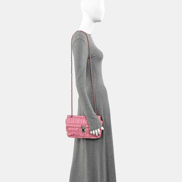 Quilted Nylon Shoulder Bag Red