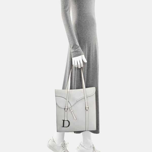Saddle Medium Calfskin White
