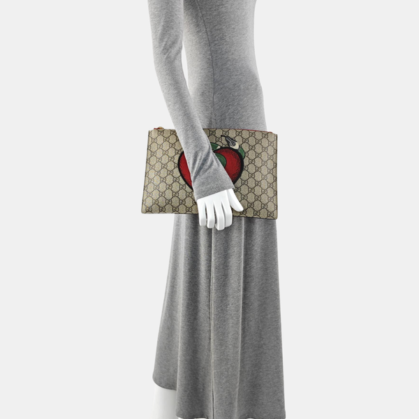 Monogram Coated Canvas Clutch Beige