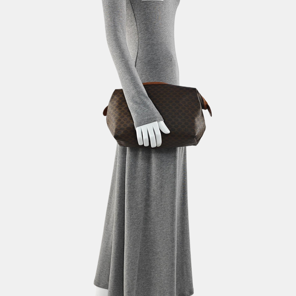 Coated Canvas Clutch Brown