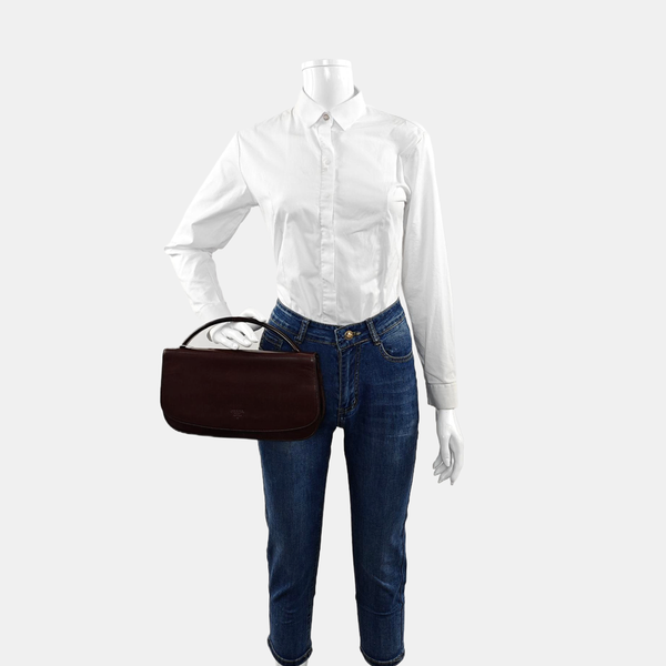 Calfskin Top Handle Bag Brown