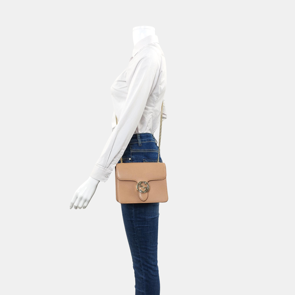 Interlocking G Small Calfskin Beige