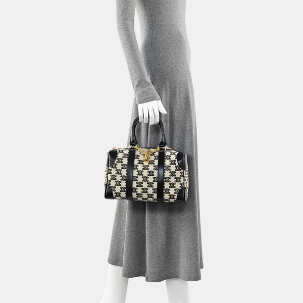 Fabric Top Handle Bag Small White