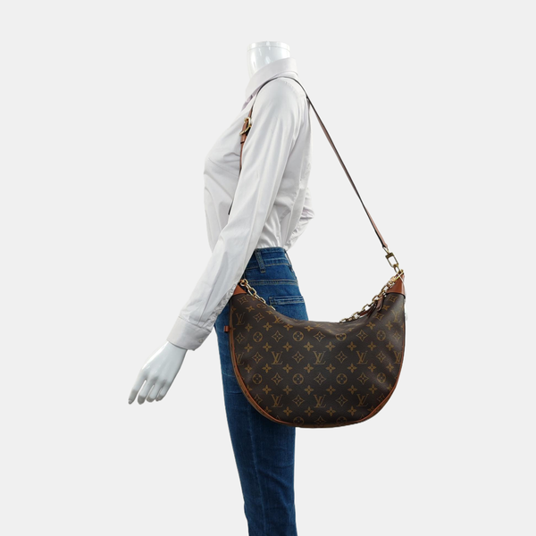 LOOP HOBO Monogram Coated Canvas Brown