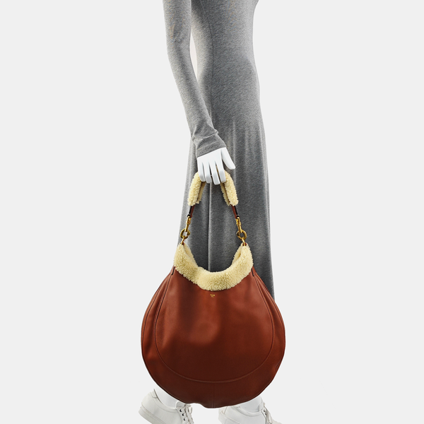 Calfskin Top Handle Bag Brown