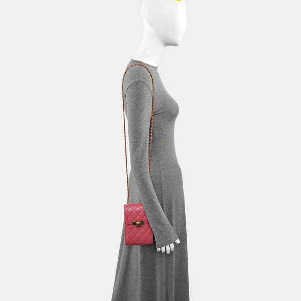 DOUBLE CC Quilted Grained Calfskin Pink