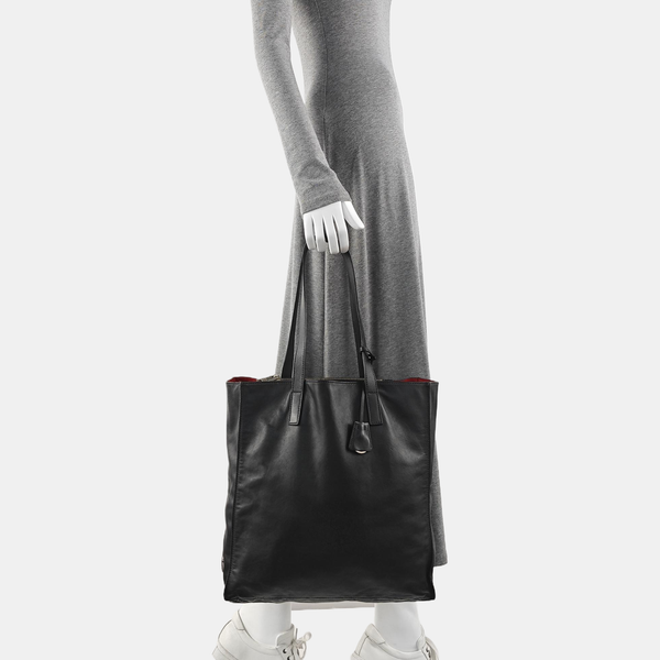 Calfskin Top Handle Bag Black
