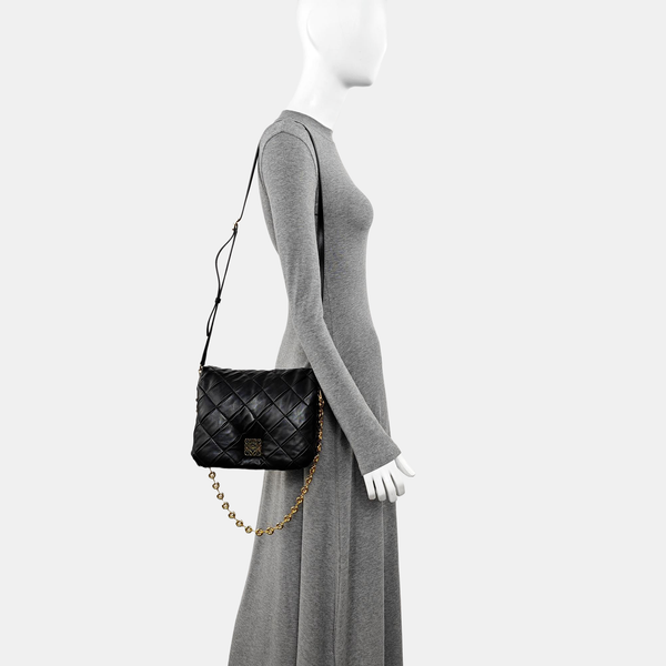 Quilted Lambskin Shoulder Bag Black