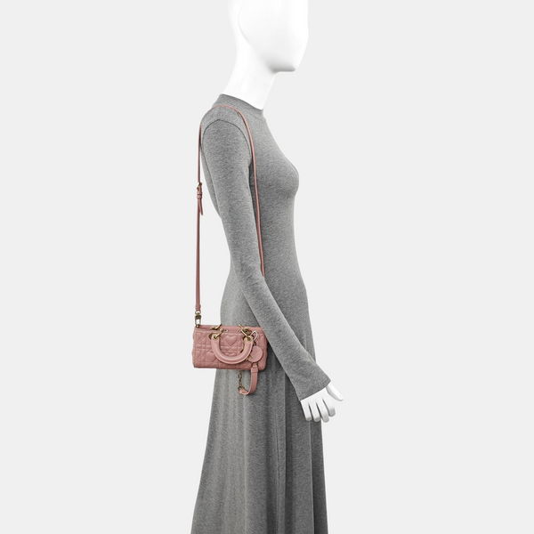 Lady D-Joy Super Mini Cannage Lambskin Pink
