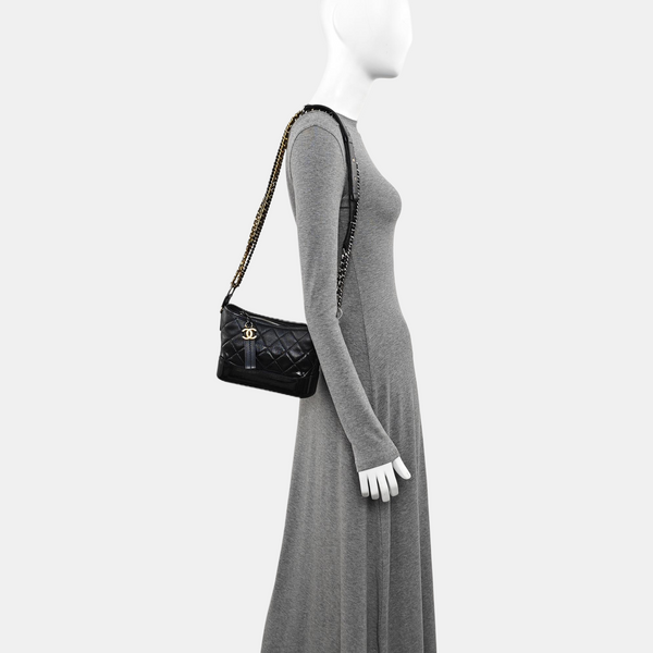 GABRIELLE Small Quilted Lambskin Black