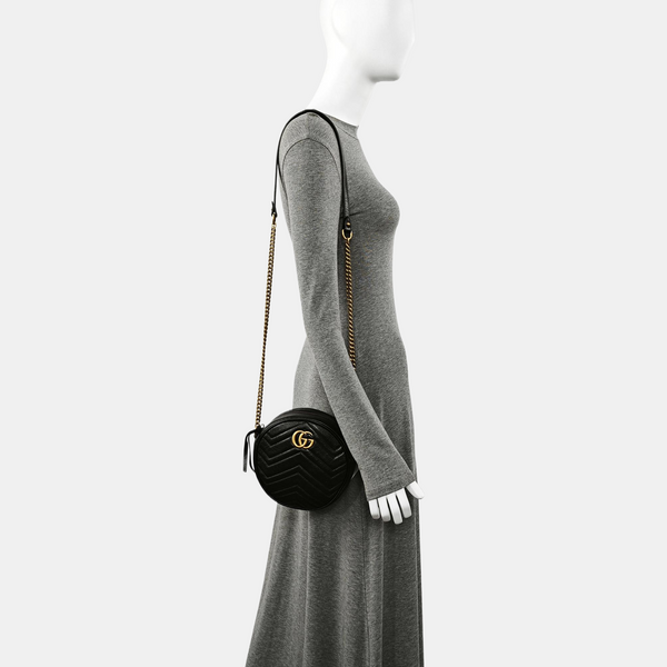 Authenticated pre-owned GG Marmont Mini Quilted Calfskin Black - Shoulder Bag at Looply
