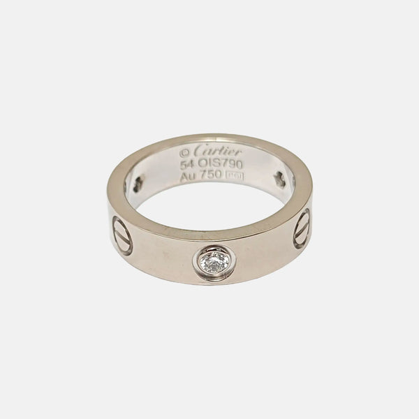 LOVE 18k White Gold Silver Ring EU 54