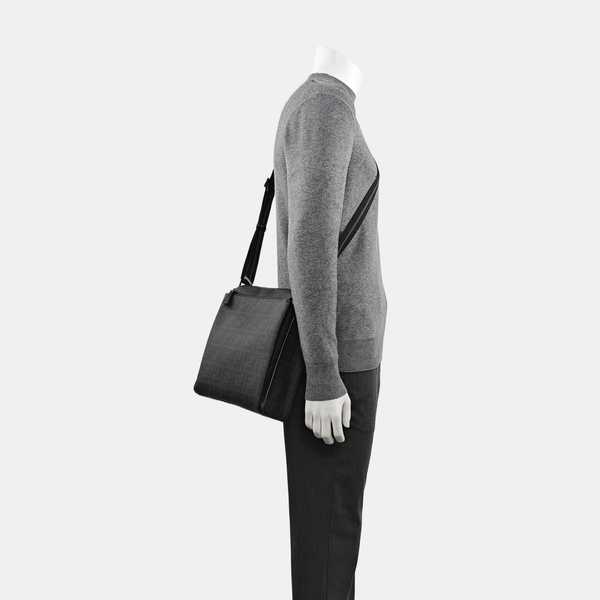 Coated Canvas Shoulder Bag Black