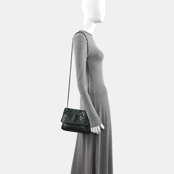 NIKI Small Chevron Calfskin Green
