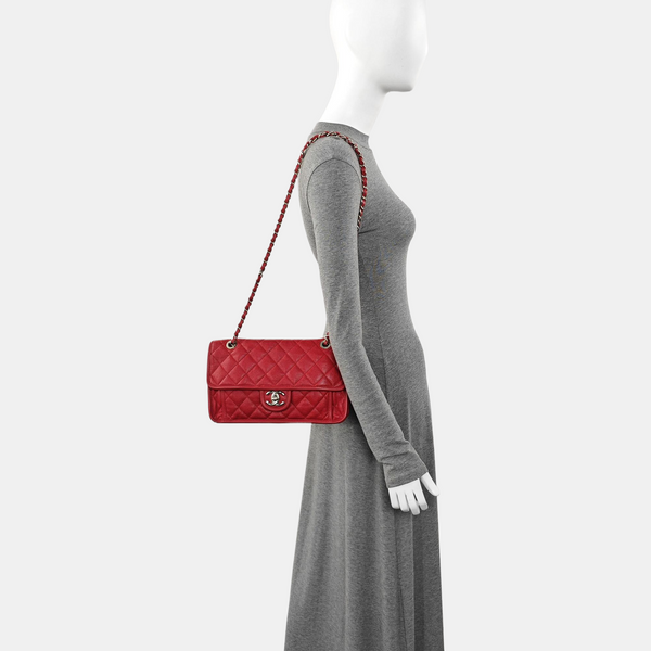 FRENCH RIVIERA FLAP Quilted Grained Calfskin Red
