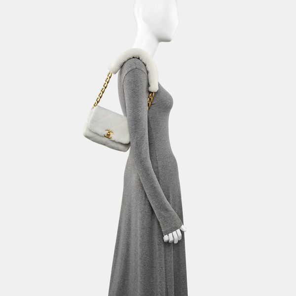 Quilted Sheepskin Shoulder Bag White