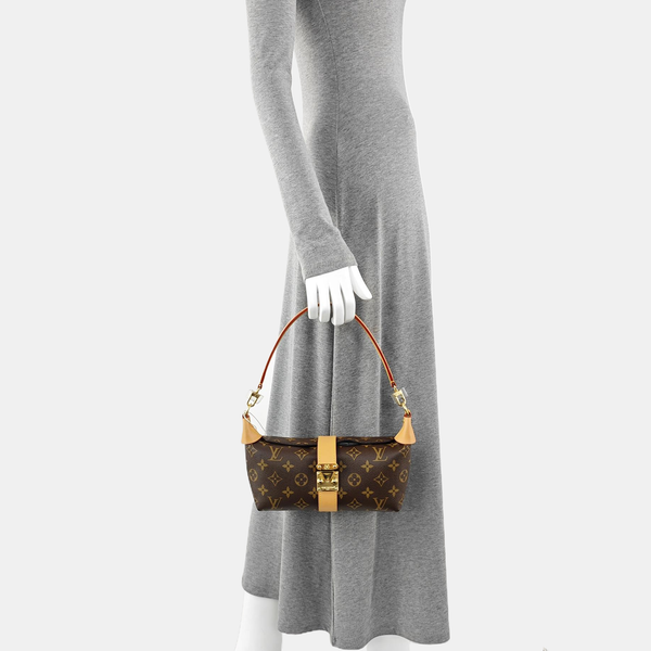 Pochette Mia Monogram Coated Canvas Brown