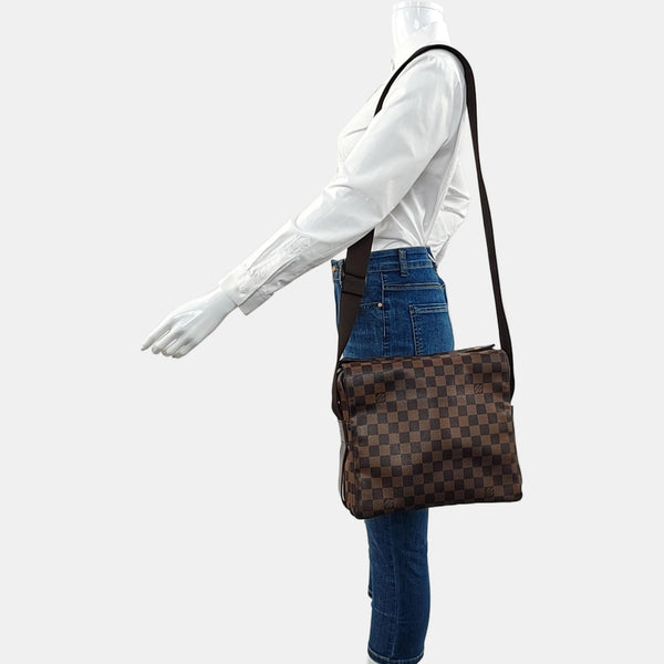 NAVIGLIO MM Damier Ebene Coated Canvas Brown