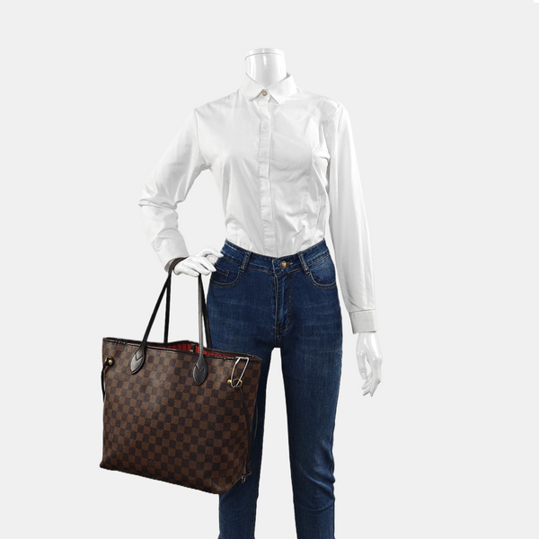 Authenticated pre-owned NEVERFULL MM Damier Ebene Coated Canvas Brown - Tote Bag at Looply