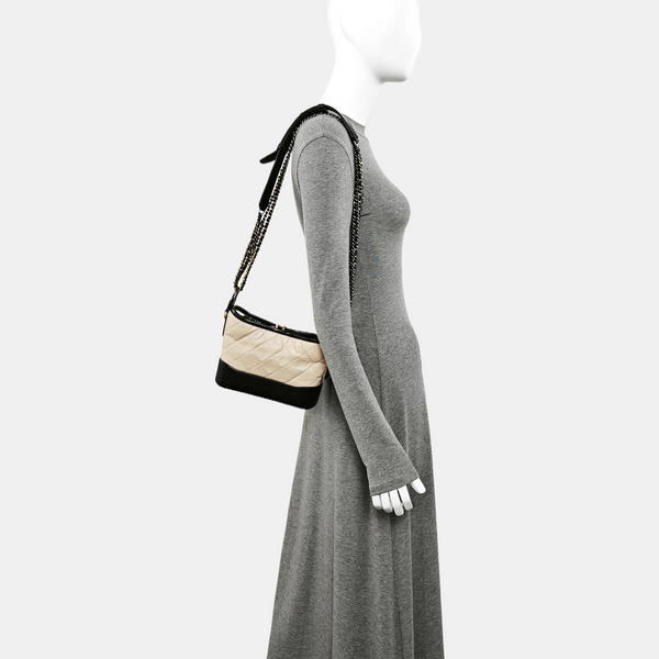 GABRIELLE Small Quilted Calfskin Beige