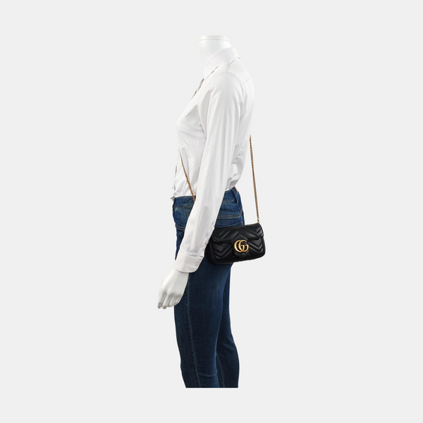 GG Marmont Mini Quilted Calfskin Black