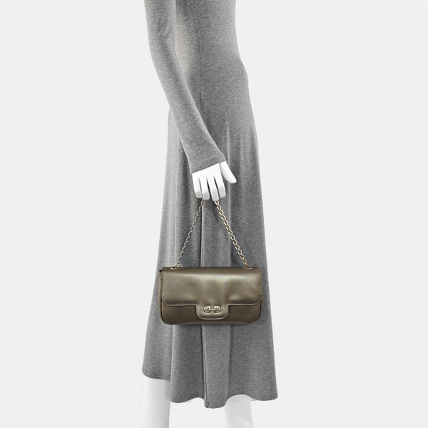 Calfskin Top Handle Bag Gray