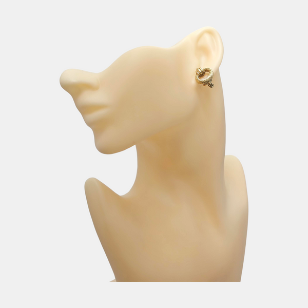 Twist Round Metal Gold Clip On Earrings