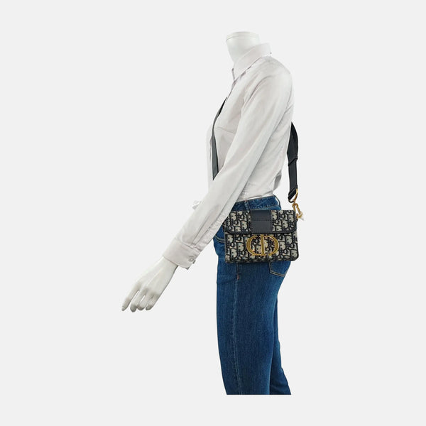 30 Montaigne Mini Oblique Canvas Blue