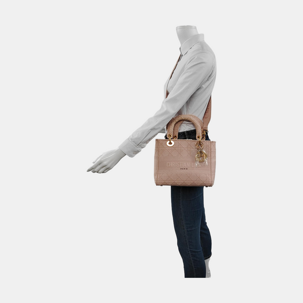 Lady D-Lite Medium Cannage Canvas Pink