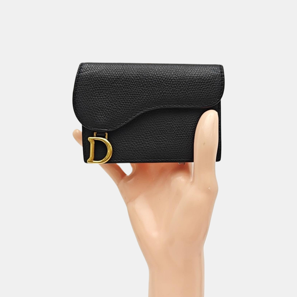 Saddle Mini Calfskin Black Card Holder
