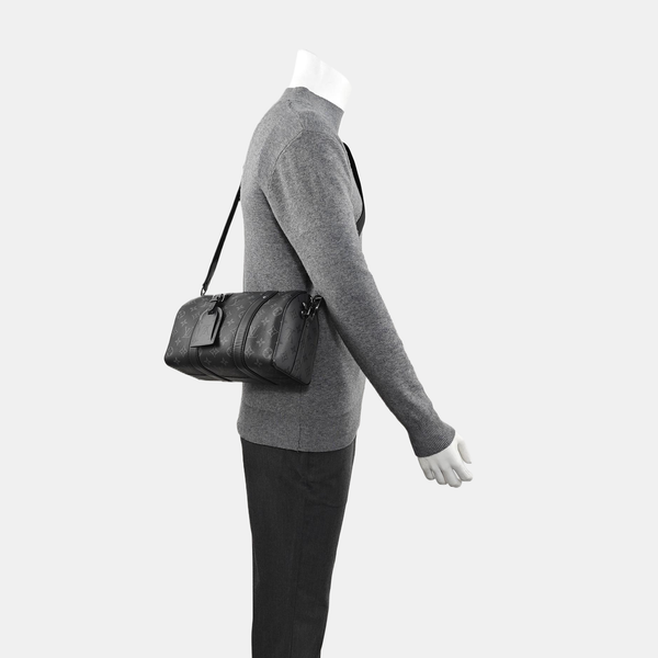 KEEPALL 25 Monogram Coated Canvas Black
