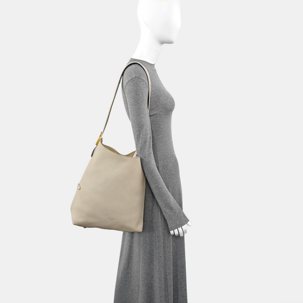 LOW KEY HOBO MM Monogram Calfskin Beige