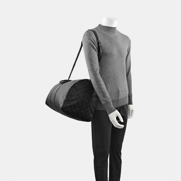 KEEPALL 55 Monogram Coated Canvas Black